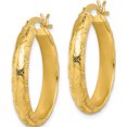 thumbnail image 2 of Sterling Silver Gold Flash Plated Patterned 4X25mm Hoop Earrings (21 X 26) Made In India qe6690, 2 of 5