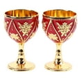 thumbnail image 1 of 2 copas de vino con exquisito relieve 3D, diseño de rosas, decorativas, vintage, doradas y rojas., 1 of 14