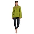 thumbnail image 2 of Moomaya Tunique Col Mandarin pour Femmes Manches Longues Été Coton Uni, 2 of 7