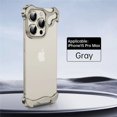 thumbnail image 3 of Funda de teléfono con almohadilla de esquina de aleación de aluminio para iPhone 15, 13, 14 pro Max, con película de lente, parachoques de aleación de titanio, cubierta de protección a prueba de golpe, 3 of 5