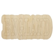 England Fun Text Wood Shape Unfinished Piece Cutout Craft DIY Projects - 4.70 Inch Size - 1/8 Inch Thick