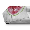 thumbnail image 3 of Saying Soft Flannel Fleece Throw Blanket, Watercolor Style Watermelon Slice with Eat Feel Text, Cozy Plush for Indoor and Outdoor Use, 50" x 70", Pink Black, by Ambesonne, 3 of 6