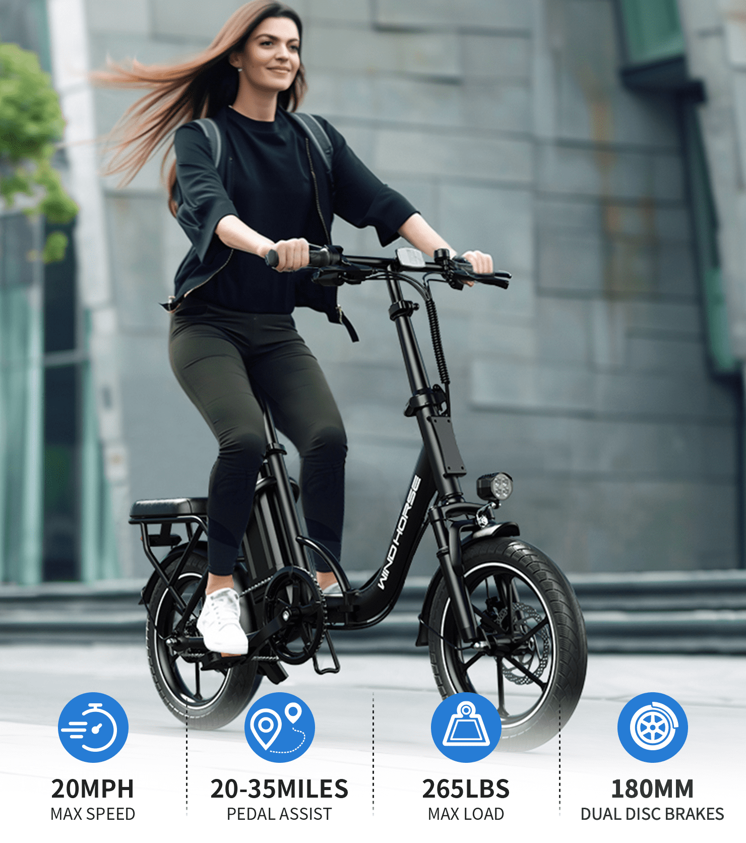 16" Folding Electric Bike for Adults – 630W Peak Motor, 20 MPH, 19–35 Miles Pedal Assist, Dual Suspension, Dual Disc Brakes, Removable Battery, LCD Display, Commuter Ebike