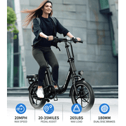 16 Folding Electric Bike for Adults – 630W Peak Motor, 20 MPH, 19–35 Miles Pedal Assist, Dual Suspension, Dual Disc Brakes, Removable Battery, LCD Display, Commuter Ebike