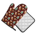 thumbnail image 2 of Xecao Christmas Gingerbread Pattern Oven Mitts and Pot Holders Sets Heat Resistant Silicone Oven Mittens Extra Thicken Long Kitchen Cotton Oven Glove for Cooking, 2 of 7
