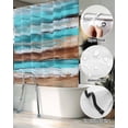 thumbnail image 5 of Split Shower Curtain for Transfer Bench, Turquoise Brown Fabric Shower Curtains for Bathroom, Abstract Wood Grain Gradient Stripes Tub Sliding Transfer Bench Waterproof Bath Curtains 72"x72", 5 of 9