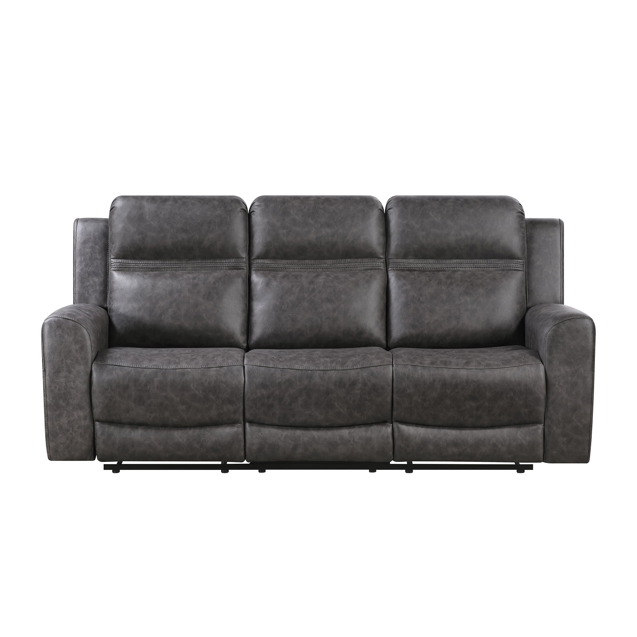 OakvillePark Vensley Microfiber Manual Double Reclining Sofa, Charcoal