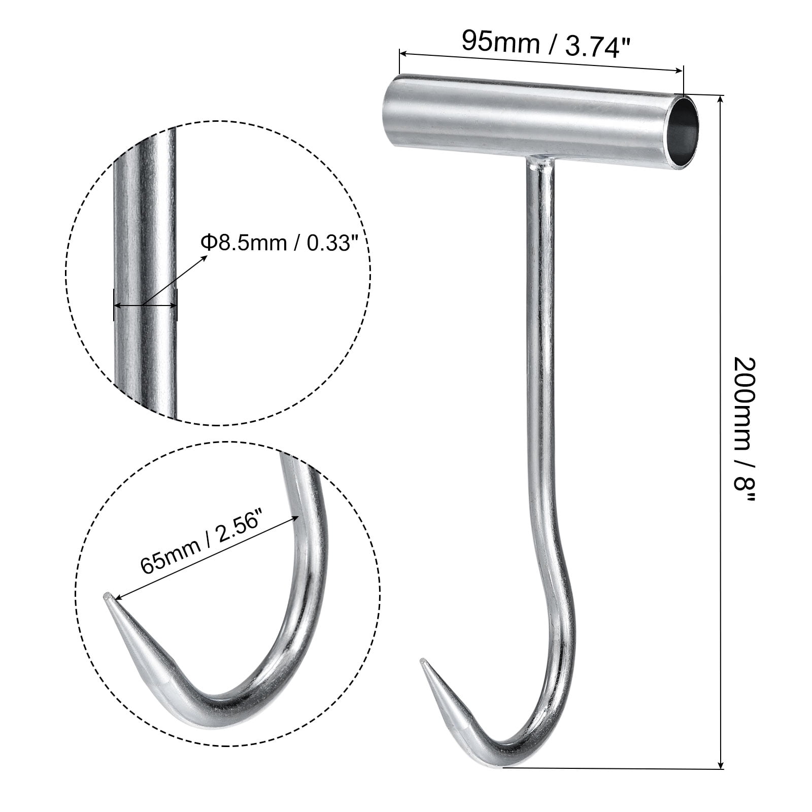 Unique Bargains T-Handle Meat Boning Hook Galvanized T Hooks for Kitchen Butcher 200mm 1Pc