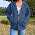 thumbnail image 2 of Womens Zip Up Hoodies 2026 Y2K Casual Long Sleeve Zipper Sweatshirts Fall Winter Trendy Track Jackets With Pockets Navy XL, 2 of 6