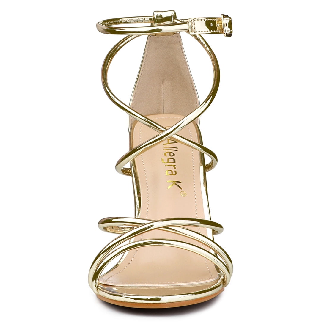 DARING DIVA Women's Open Toe Strappy Straps Stiletto Heel Sandals Gold 9