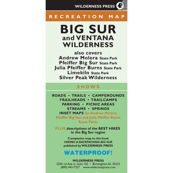 Wilderness Maps Big Sur and Ventana Wilderness Recreation Map, (Paperback)