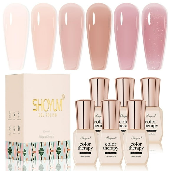Set de esmaltes de uñas SHOYUM Jelly Nude Gel, 6 colores, 7 ml, 2024 Trend