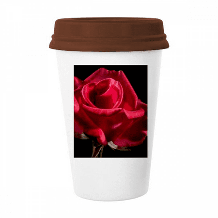 

Dark Red Roses Flowers Art Deco Fashion Mug Coffee Drinking Glass Pottery Cerac Cup Lid