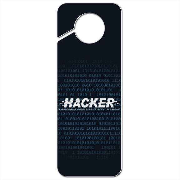 Hacker Binary Code Geek Nerd Plastic Door Knob Hanger Sign
