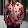 thumbnail image 2 of guisaled Valentines Button Down Shirt Men Long Sleeve Heart Printed Tee Shirts Loose Fit Dressy Casual Vacation Dating Tops, 2 of 5