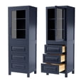 thumbnail image 3 of Daria Linen Tower in Dark Blue with Matte Black Trim, Shelved Cabinet Storage, and 3 Drawers, 3 of 3