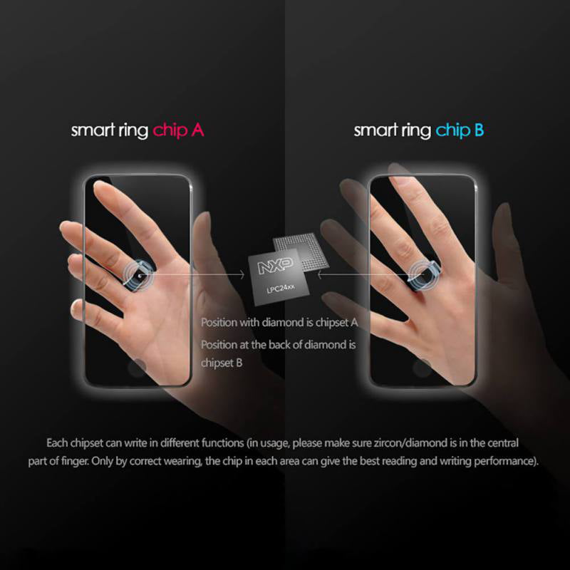 Eachbid Smart Ring Multifunctional Waterproof Intelligent Diamond Technology Finger Smart Wear Finger Digital Ring for NFC Mobile Phone Black 6 