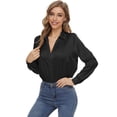 thumbnail image 4 of NeedBo Women's Blouse Satin Silk Button Down Shirts Casual Loose Long Sleeve Office Work Tunic Tops, Black, 4 of 8