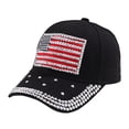 thumbnail image 2 of GIJNRIUIUA Baseball Hats for Men Women Under $5 2026 Summer Sales USA American Flag Rhinestone Baseball Cap Red White Blue Star Crystal Bling Adjustable Lightweight Cotton Casual Sun Hat Black, 2 of 7