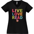 thumbnail image 3 of Inktastic Live Love Read Women's Plus Size V-Neck T-Shirt, 3 of 5