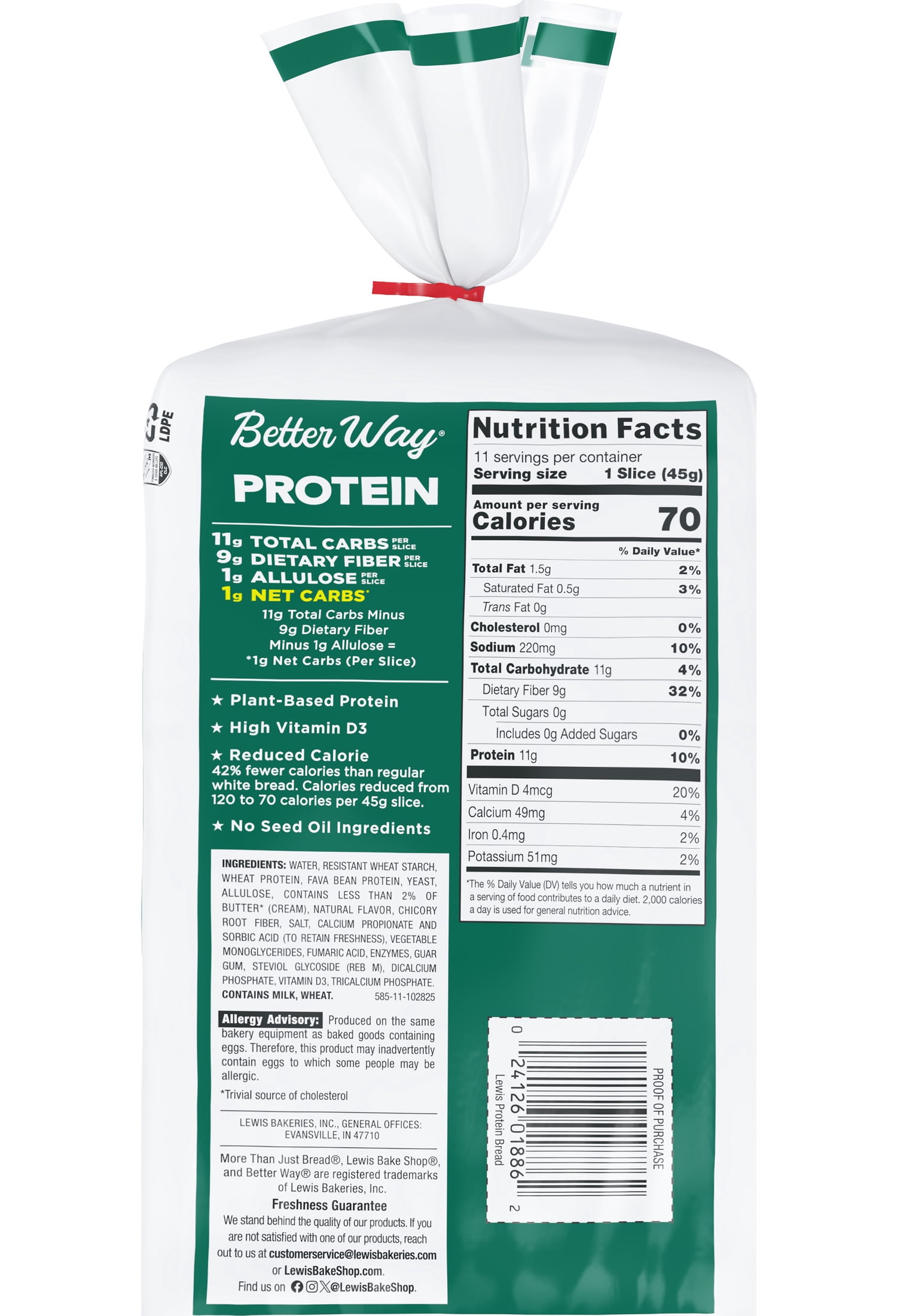 Lewis Bake Shop Better Way Protein Bread, 17.5 oz