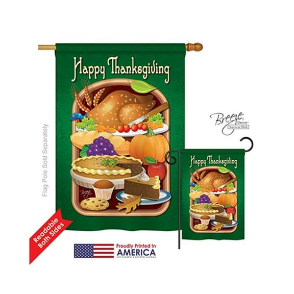 Breeze Decor 13039 Thanksgiving Thanksgiving Feast 2-Sided Vertical Impression House Flag - 28 x 40 in.