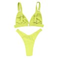 thumbnail image 5 of Women's Bikini Set Solid Color Two Piece Casual Sexy Swimsuit Fashion Beachwear for Vacation Pool Party,Green,L, 5 of 6