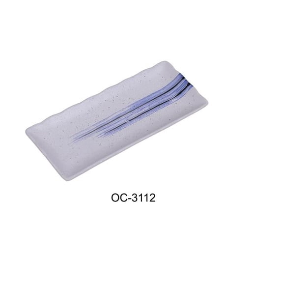 Yanco OC-3112 11.5 x 5.5 in. Ocean Rectangular Sushi Porcelain Plate - Pack of 12