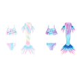 thumbnail image 1 of (Lot de 2) Rinsvye Maillot de Bain Imprimé pour Enfants avec Bas Style Queue Tenue de Natation Mignonne, 1 of 4