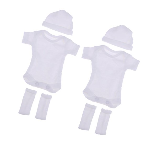 2 Set Blancas Trajes de Ropa de Renacidas de 26-28cm , Sombrero + Calcetines