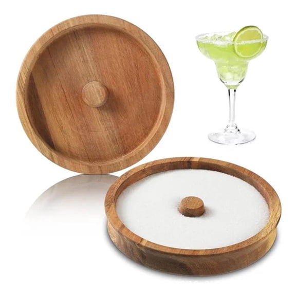 5.5 Inch Wooden Glass Rimmer, Bar Drink & Sugar Tray for Margaritas, Cocktails, Juices, and Large Glasses