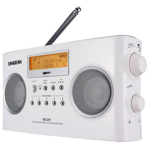 Sangean PRD5 Récepteurs Stéréo Portables avec Radio AM/FM (Blanc)
