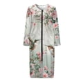 thumbnail image 3 of Yuyamidu Hummingbird Flower Zipper Front Bathrobe for Women Sexy Long Sleeve Gowns Sleepwear Size 2XL Spa Robes Womens Pj Loungewear Lightweight Crewneck House Coats, 3 of 7