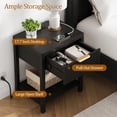 thumbnail image 4 of Aufeile Fluted Nightstand with Charging Station, Bedside Table with Drawer & Open Shelf, Small Wood Nightstand with 2 AC Outlets USB & Type-C, Bedroom Side Table, Black, 4 of 6