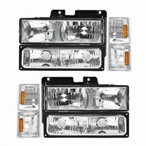 TopAutoGear for 1994 1995 1996 1997 1998 GMC C10/Sierra/Suburban/Yukon Headlights assembly Chrome Housing Clear Lens with Amber Reflector Headlight Replacement Driver and Passenger Side