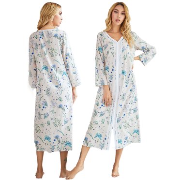 Zoeecloth Printed Nightgowns for Women,Soft Sleep Shirts Comfortable Lightweight Long Sleeve Night Sleepwear Dresses S-XXL