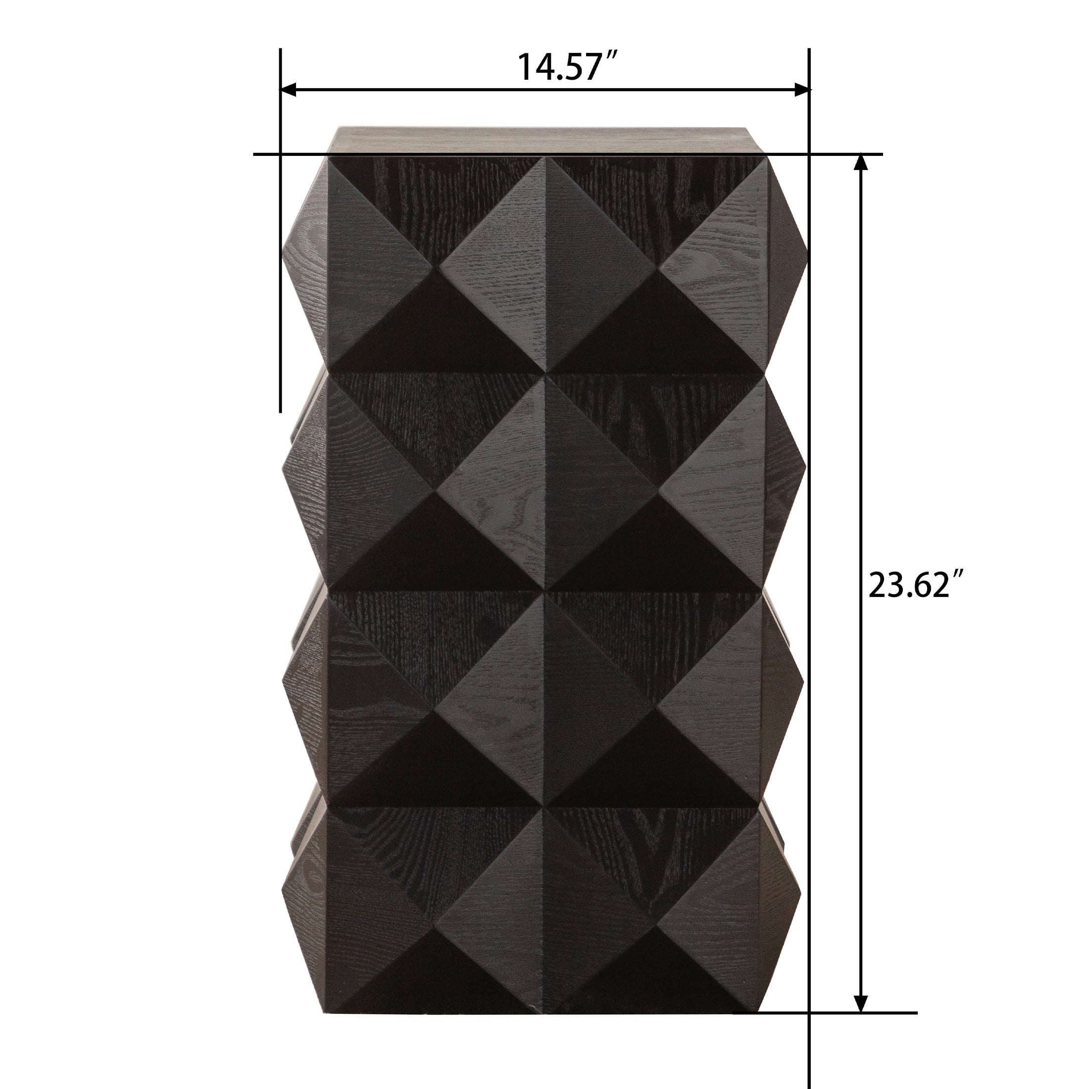 PORKISS End Table with Three-dimensional Embossed Pattern, Square Side Table, Coffee Table for Small Spaces Nightstand Living Room, without Assembly, Black
