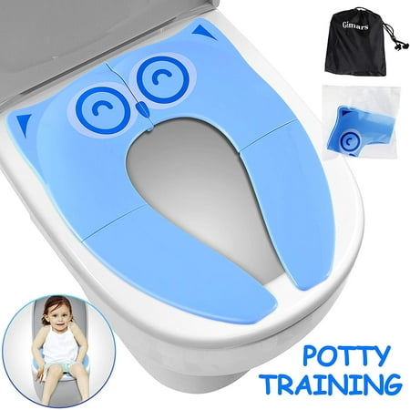 Baby Toddler Potty Training Seat Cover Liners Non-slip Silicone Pads Portable Folding Reusable Lightweight Toilet Seat with Carry Bag for Babies, Toddlers Children Kids Boys