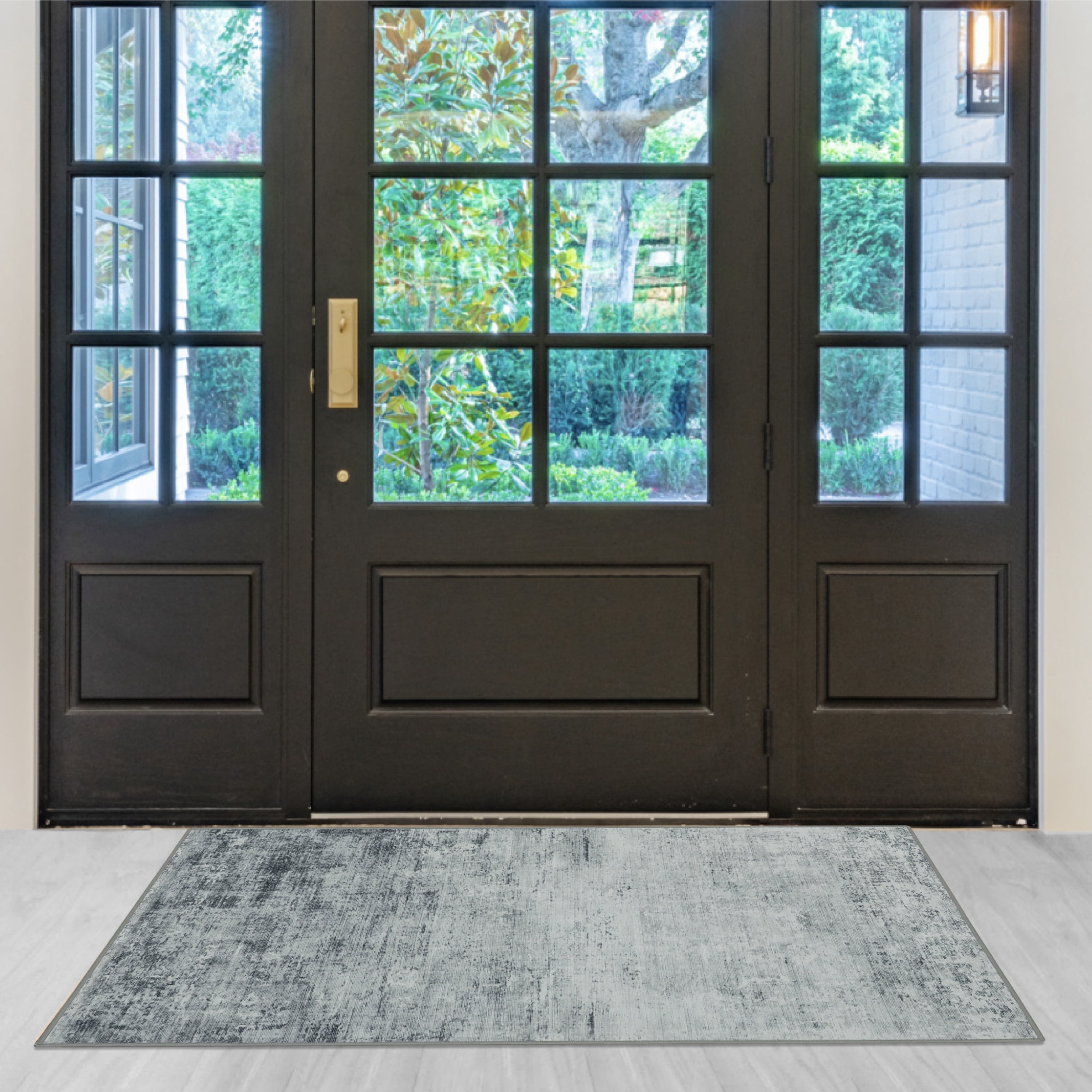 Washable Skid-Resistant Accent Rug Geometric Blue 24" x 48"