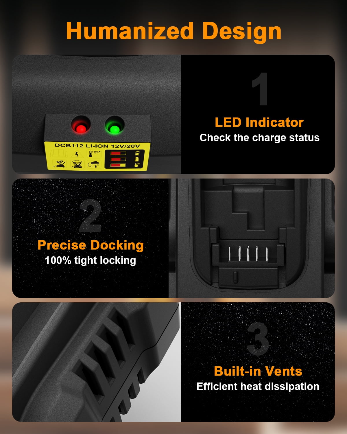 Replacement for DeWalt Battery Charger DCB112 12V 20V Max Lithium-Ion Battery Charger
