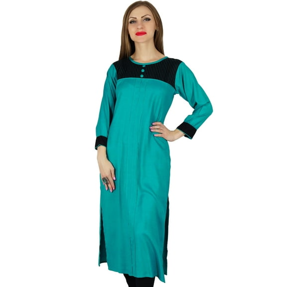 Bimba Women Indian Ethnic Kurta Kurti Rayon Blouse Formal Casual Summer Tunic