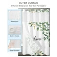 thumbnail image 2 of No Hook Cloth Fabric Shower Curtain with Snap in Liner, Eucalyptus Waterproof Shower Curtains Set with See Through Top Window, Sage Green Vines Branch Watercolor Plant Bath Curtains Shower 60"x72", 2 of 6