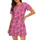 thumbnail image 1 of Fotbe Strawberry Floral Bata de Dormir para Mujer con Estampado, Camisón de Algodón de Manga Corta, Ropa de Dormir Casual, 1 of 6
