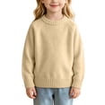 thumbnail image 2 of Spazoro Girls Crew Neck Knit Sweater, Breathable Warm Solid Color Long Sleeve Pullover Tops for Daily Layering Beige Size 3-4T, 2 of 9