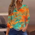 thumbnail image 2 of Blusas para las Mujeres Casual Impreso 3/4 Mangas Cuello en V Botón de Ocio Top Blusa Tops para las Mujeres, 2 of 8
