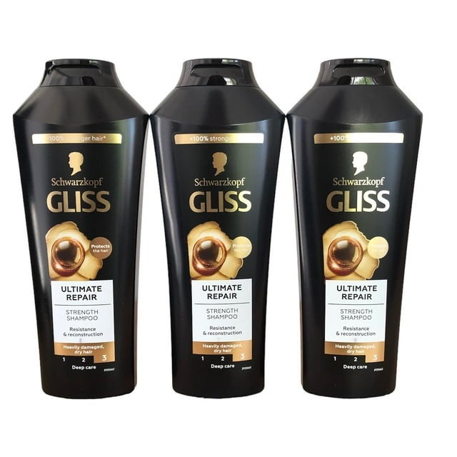 Champú Gliss Hair Repair Ultimate Repair, 400 ml (paquete de 3)