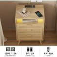 thumbnail image 6 of VEANERWOOD Rattan 3 Drawer Nightstand Set of 2 with LED Lights, Bedside Table Night Stand with Charging Station for Bedroom, 6 of 9
