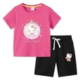 thumbnail image 4 of Hello Kitty-Camiseta de algodón con estampado de dibujos animados para niños y niñas, traje de dos piezas con pantalones de manga corta, verano, 4 of 5
