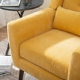 thumbnail image 5 of Modern Accent Chair, Upholstered Chair Modern Chair with Chenille Fabric, Mid Century Comfy Reading Chair Lounge Arm Chairs Armchair for Living Room Bedroom, Yellow, 5 of 8