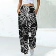 thumbnail image 2 of Halloween Pajama Pants for Women Loose Fit Wide Leg Trouser Pants Casual Elastic Waist Drawstring Palazzo Pants, 2 of 5